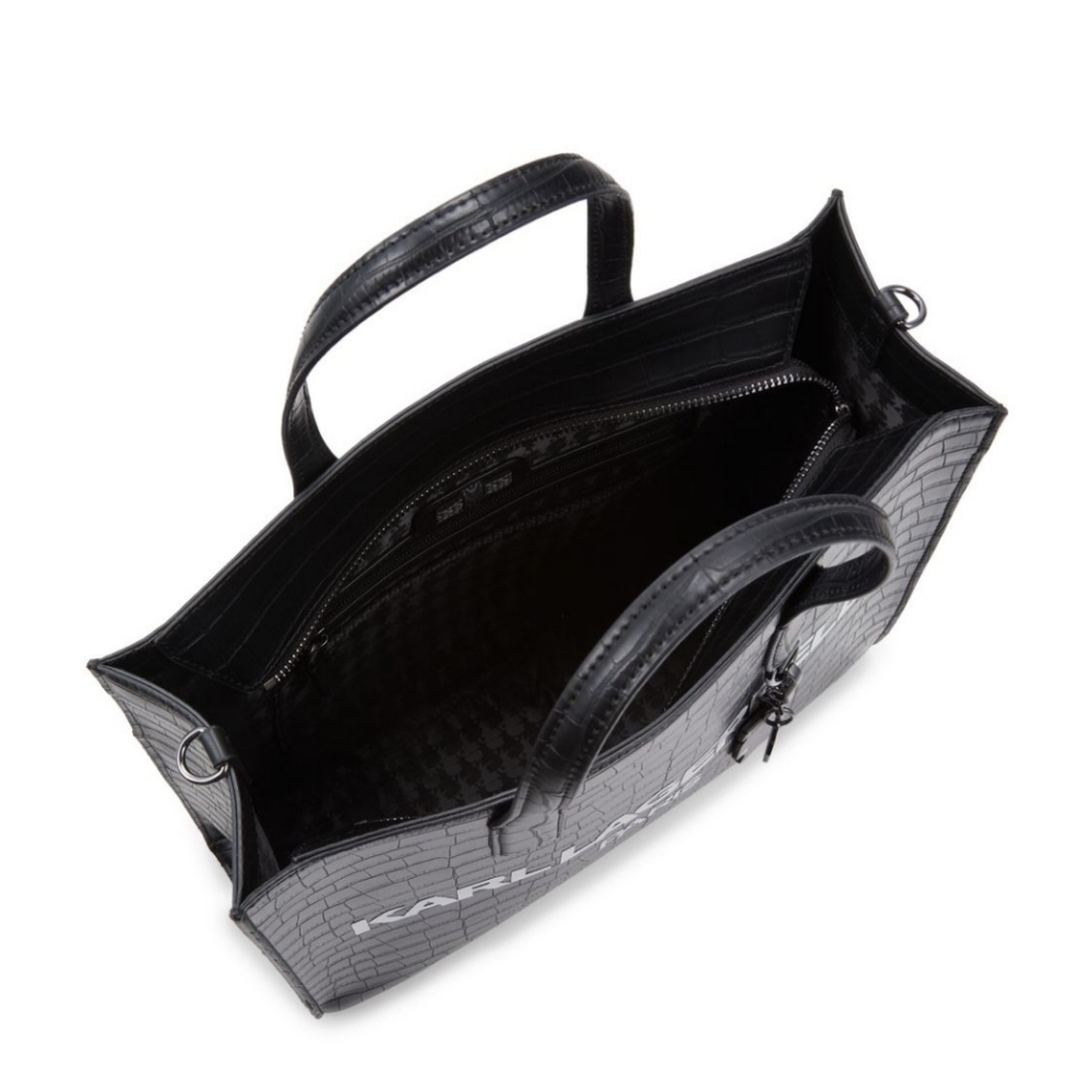 Karl Lagerfeld Black Tote Bag Croc - Picture 2 of 4